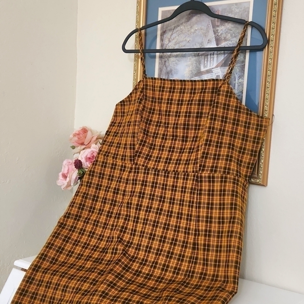 Preppy Plaid Minidress Fall Dress Size 1X Pumkin Patch photos Rockabilly Gingham - Picture 3 of 9